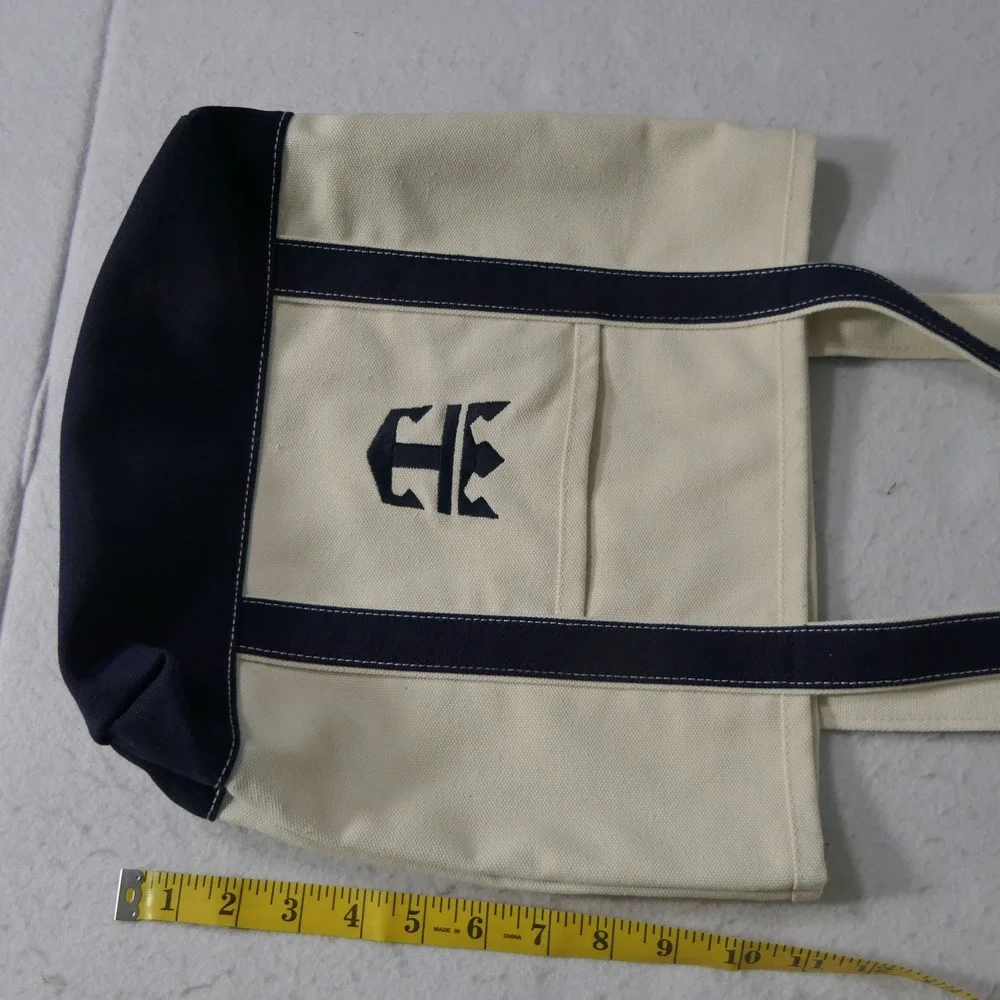Royal Caribbean Canvas Tote Bag S Cream Navy Nautical Cruise Travel Coastal Boho